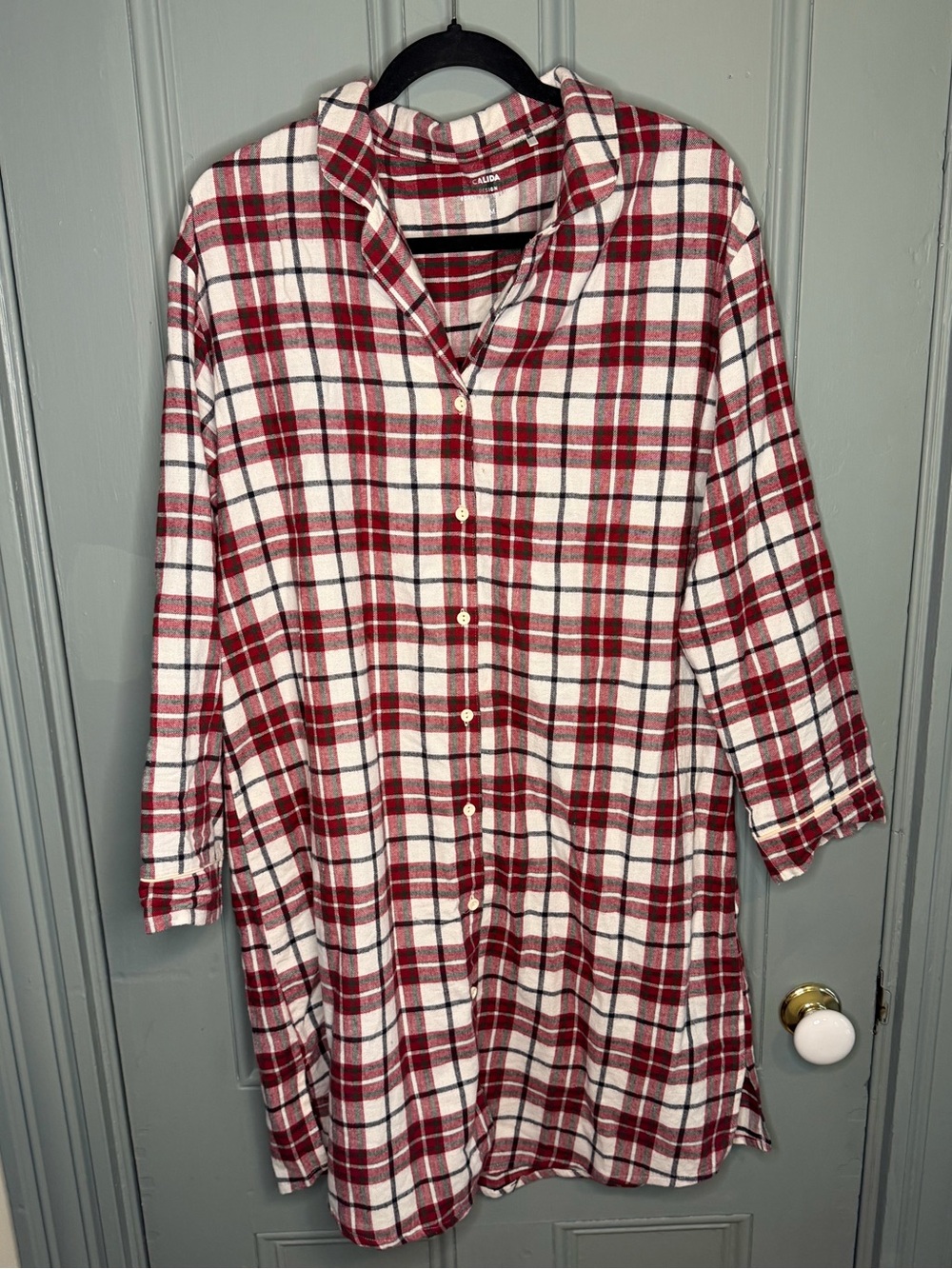 Cozy Women's Red & White Plaid Nightgown/Sleep Shirt